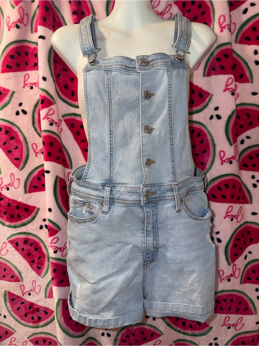 🩵 Guess Light Wash Denim Short Overalls
